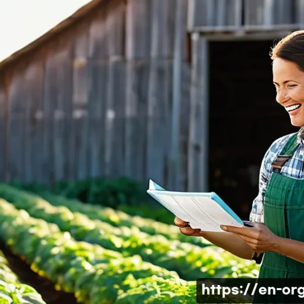 유기농업 자격증 취득 후 경력 관리 - Organic Consulting on a Vibrant Farm**
A dynamic, professional woman, in her late 30s, with a warm s...