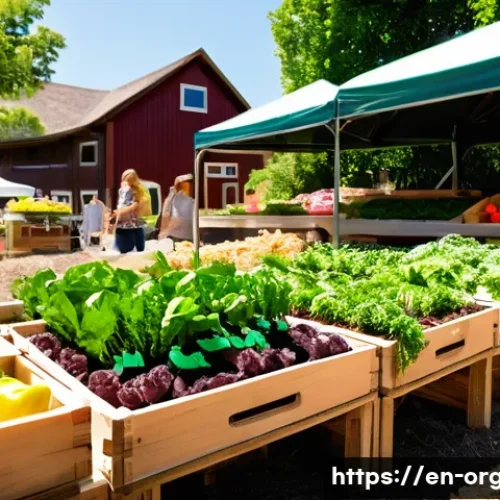 유기농업 연봉 수준과 변화 - A vibrant small-scale organic farm scene showcasing a farmer&rsquo;s market stall in a sunny urban park se...