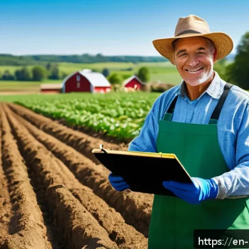 유기농업 자격증 취득과정 - A vibrant, sunlit organic farm landscape showcasing diverse crops growing in well-planned crop rotat...